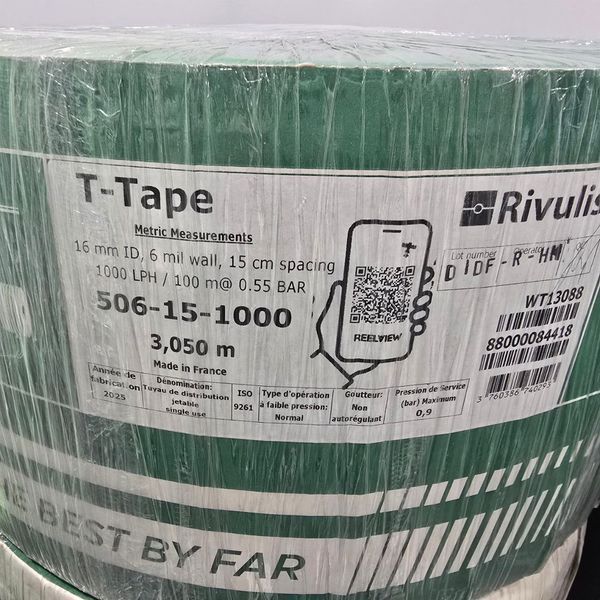 Крапельна стрічка T-TAPE 6mil, відстань 15 см (3050 м) 0817 фото